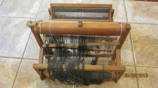 Antique Wooden Table Weaving Loom (16x16 X 12 ") With 2 Shuttles