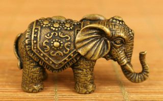 Chinese Old Bronze Handcarved Elephant Statue Table Home Decoration Noble Gift
