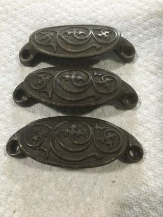 Antique Eastlake Cast Iron Bin Drawer Pulls 1873