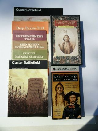 George A.  Custer Battlefield Handbook,  4 Flyers,  2 - Vhs " Last Stand ",  Ships