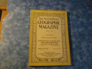 Antique National Geographic March 1921 Ceylon & India - Color America In The Air