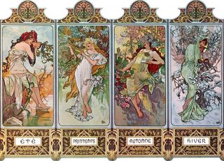 Four Seasons Art Nouveau Deco Print Alphonse Mucha 16x11 " Poster Printemps