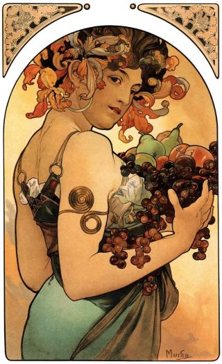 Alphonse Alfons Mucha Art Nouveau Large 16x10 Inch A3 Size Fruit Poster Print