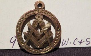 Masonic Symbol Pendant Vintage 9ct Gf With Compass Square & Folding Pocket Knife