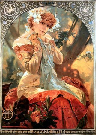 Alphonse Alfons Mucha Art Nouveau A3 Size 40x28 Cm Lefevre - Utile Poster Print