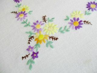 Vintage Tablecloth Hand Embroidered Small Flowers