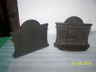 Antique CAST IRON BOOK ENDS - FIREPLACE - Small size 2