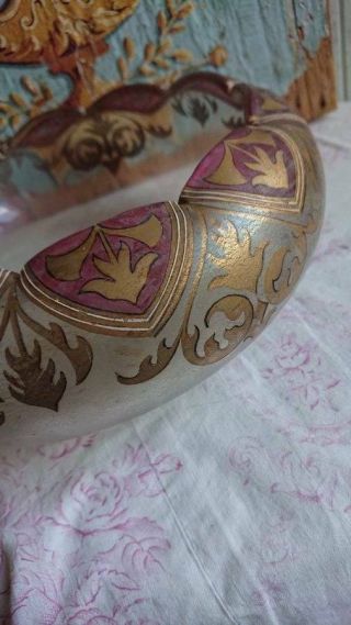 Antique French Art Glass Enamelled Bowl C1910