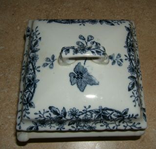 Antique Staffordshire Alfred Fenton & Sons Blue & White 3 Piece Soap Dish