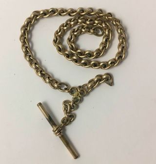 Antique Victorian Yellow Gold Filled Link Fob Watch Chain 12”
