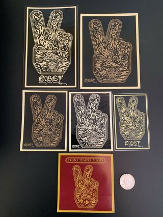 Vintage Peace Fingers Sticker Set Obey Shepard Fairey Andre The Giant Poster
