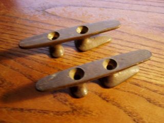 Antique Nautical Bronze/brass Matched Pair 4 " Rope Cleats