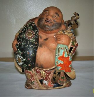 Vintage Japanese Kutani Moriage Satsuma Hotei " Happy Buddha "