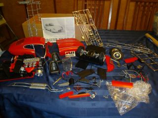 Jaguar E - Type Coupe 1/8 Scale Monogram From 1987 Kit And Parts