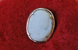 Antique Vintage Milk Glass Cameo Brooch/pin 7/8 By 5/8 Inches.