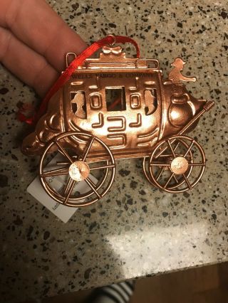 Wells Fargo Stage Coach Christmas Ornament.  Copper Metal -