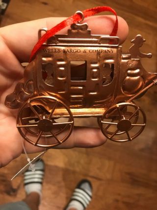 Wells Fargo Stage Coach Christmas ornament.  Copper metal - 2
