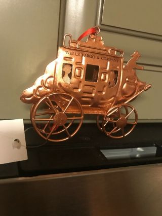 Wells Fargo Stage Coach Christmas ornament.  Copper metal - 3