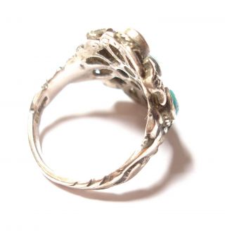ANTIQUE EDWARDIAN SILVER AND TURQUOISE ARTS AND CRAFTS RING 5