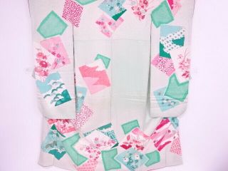 88983 Japanese Kimono / Antique Kimono / Shibori / Embroidery / Shikishi With F
