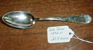 Antique 1892 Sterling Silver Tea Spoon 5 3/4 " Monogram Della Palmer 21.  5 Grams