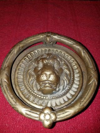 Vintage Solid Brass Lion Head Face Door Knocker 4.  5 "