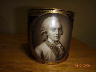 Rare 1750 Meissen Portrait Handled Cup Marked Frederick The Great