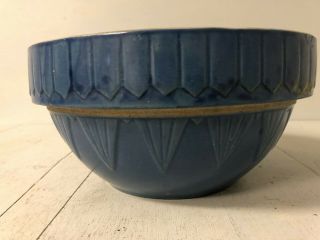 Antique Primitive Blue Salt Glazed Pottery Stoneware Mixing Bowl
