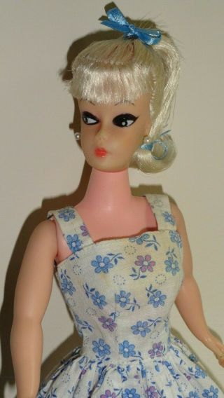 Vintage Barbie Clone Platinum Ponytail Bild Lilli Uneeda Dress Heels Earrings