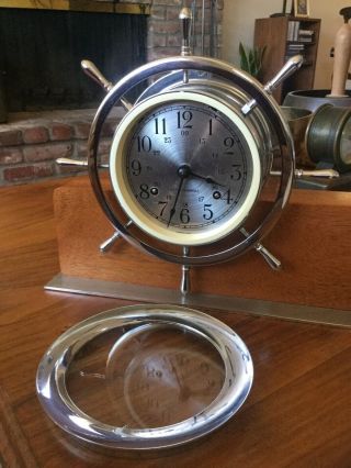 Seth Thomas “Helmsman” chrome ships bell clock and barometer 11 jewels 2