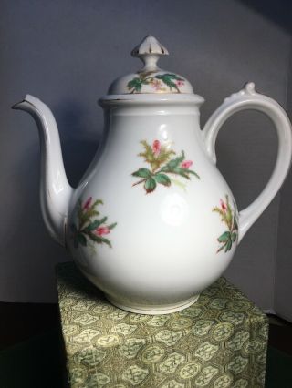 Antique 19c Old Paris French Porcelain Tea Pot White & Gilded With Floral Design 4
