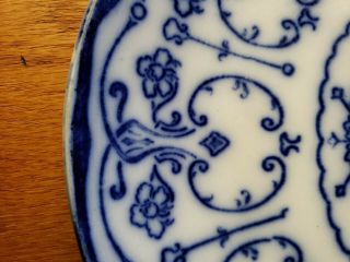 Antique Flow Blue Wharf Pottery England Conway Pattern Oval Platter 10.  5 x 8 5