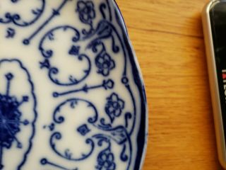 Antique Flow Blue Wharf Pottery England Conway Pattern Oval Platter 10.  5 x 8 7