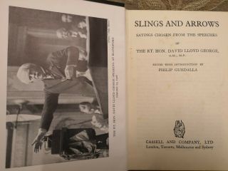 Antique Book Of Slings And Arrows,  By David LLoyd George - 1929 1St.  Edition 2