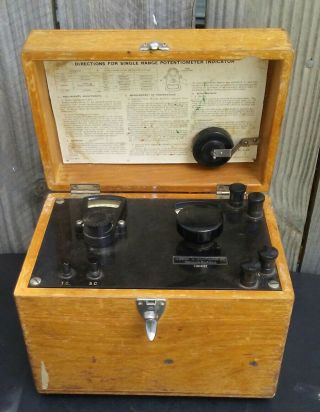 Leeds Northrup Indicator Tester Potentiometer In Wooden Box Vintage Antique