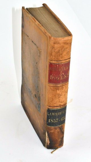 Antique Book Civil War Era 1865 Laws Of The United States By Frederick Brightly