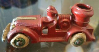 Antique Cast Iron Toy Fire Truck Engine Fireman Nickel Grill - Cool Piece