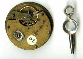 Antique 1868 - 69 10s Waltham Ps Bartlett Key Wind Pocket Watch Movement W/key