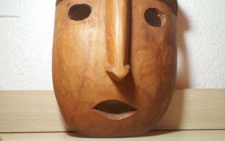 Exceptional vintage oceanic Easter Island tribal carved wall sculpture,  mask 3