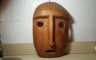Exceptional vintage oceanic Easter Island tribal carved wall sculpture,  mask 4