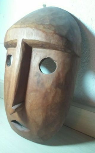 Exceptional vintage oceanic Easter Island tribal carved wall sculpture,  mask 8