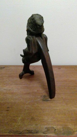 Antique Circa 1900 Black Forest Carved Chinese Tribal Man Wooden Nutcracker 2