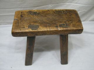 Early Primitive Wooden Milking/foot Stool Bench Rest Farm Country Butcher Block