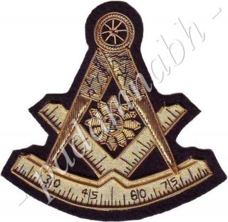Masonic Past Master Emblem Patch Golden Bullion Hand Embroidered (me - 082 G)
