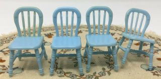 VTG 1982 Dollhouse Miniature CPG Blue Plastic Table & 4 Chairs Made in Hong Kong 3
