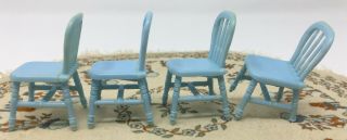 VTG 1982 Dollhouse Miniature CPG Blue Plastic Table & 4 Chairs Made in Hong Kong 4