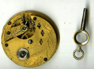 Antique 1866 16s Waltham Appleton Tracy Co Key Wind Pocket Watch Movement W/key
