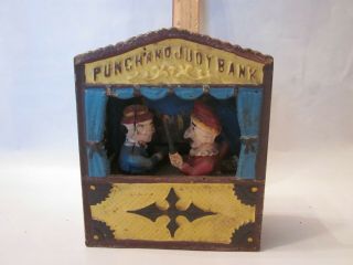 Antique Punch And Judy Cast Iron Mechanical Bank 1890 