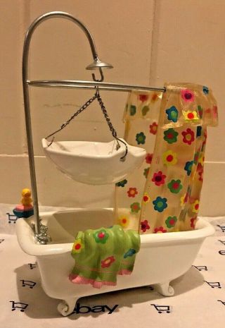Yankee Candle Retro Tub And Shower Tart Burner W/colorful Flowers & Rubber Duck