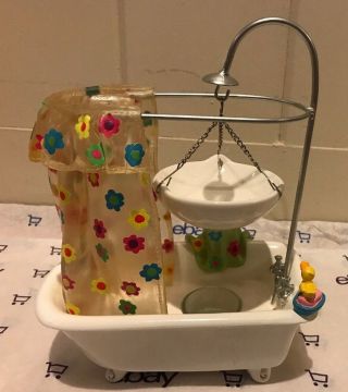 Yankee Candle Retro Tub and Shower Tart Burner w/colorful flowers & rubber duck 4